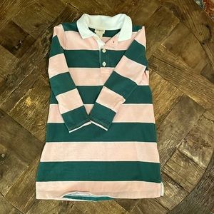 Crewcuts rugby jersey dress. Like new. Forest green and light pink color. 4T.